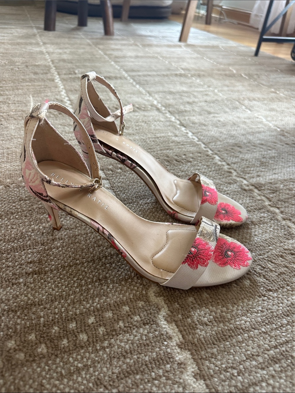 Floral Embroidery Heels